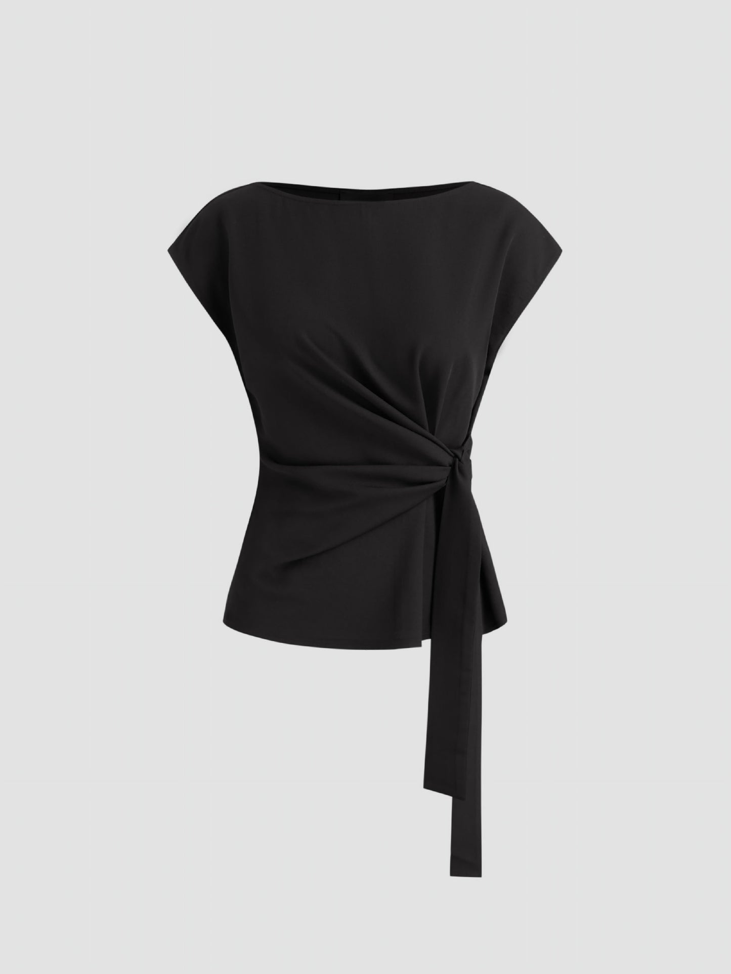 Boat Neck Stripe Knotted Oversized Top