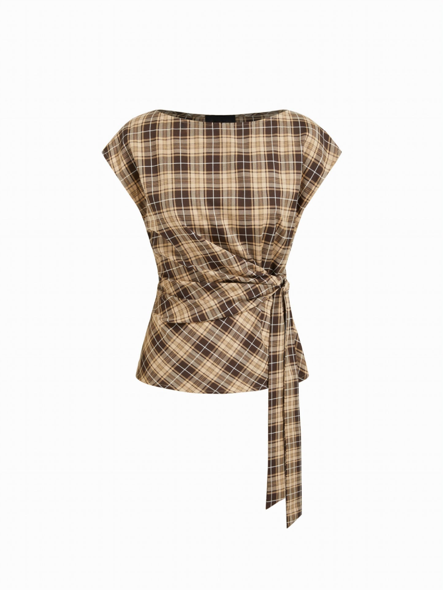 Boat Neck Stripe Knotted Oversized Top