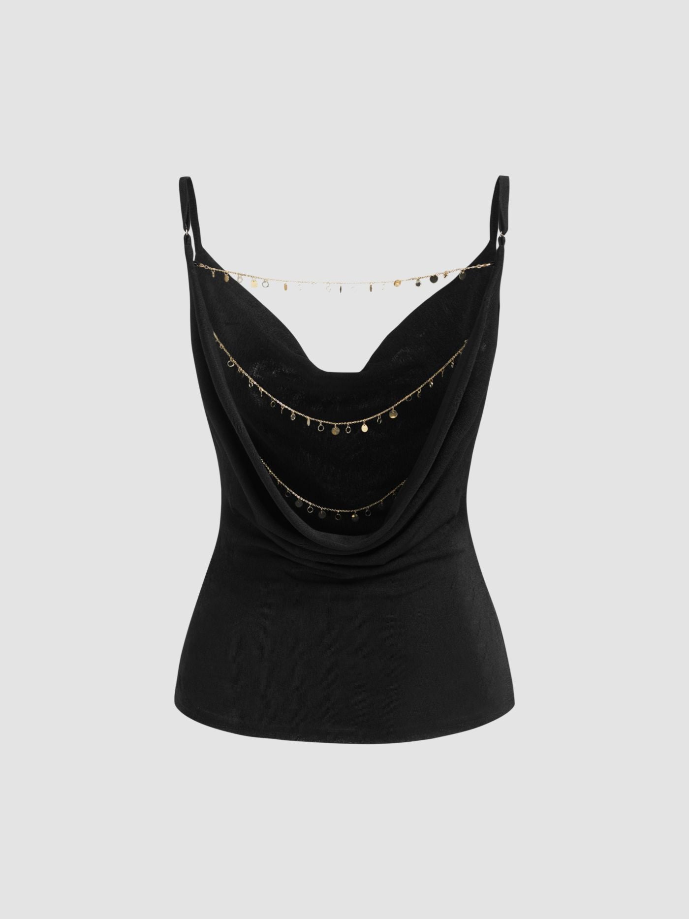 Cowl Neck Backless Chain Detail Cami Top